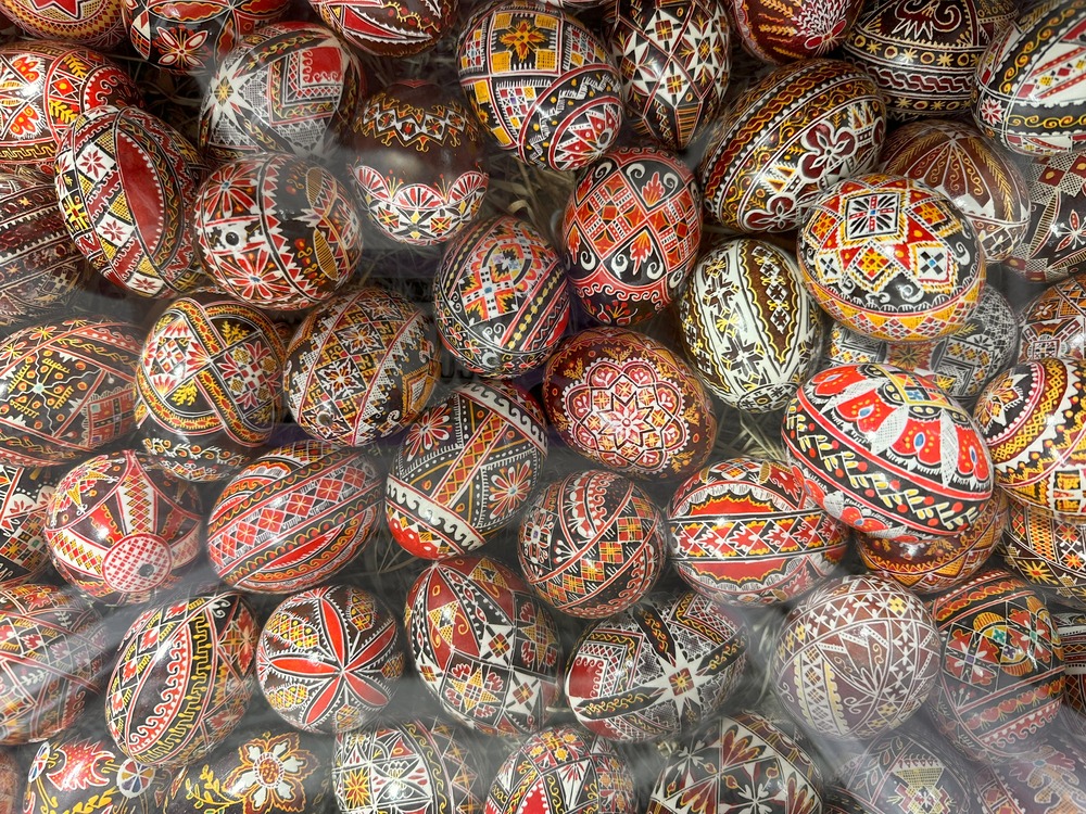 Traditional hand-painted eggs in Bucovina, north-east Romania